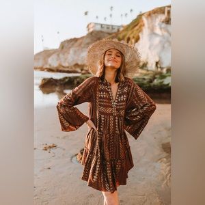 Elan Clara Dress Brown/Gold